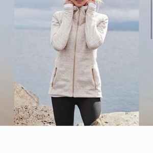 Athleta Heathered Cream Zip-Up Jacket